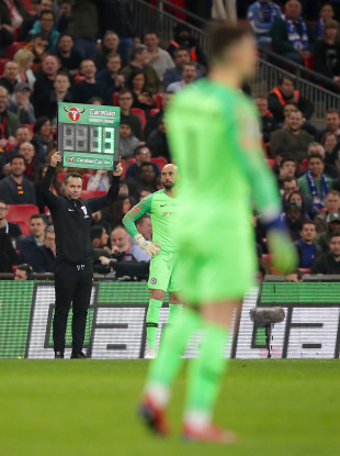 Kepa's number goes up, before the substitution got waved off.