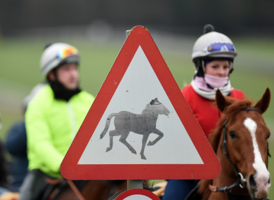 A view of a horse sign at the the gallops in Newmarket.