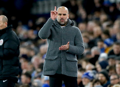 Guardiola on the touchline at Goodison tonight.