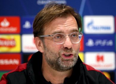 Jurgen Klopp speaking at the pre-match press conference.