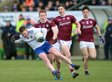 Monaghan's Ryan McAnespie with Galway's Ciaran Duggan.