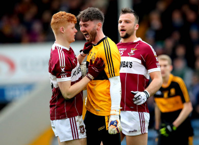 Dr. Crokes goalkeeper Shane Murphy celebrates winning a free.