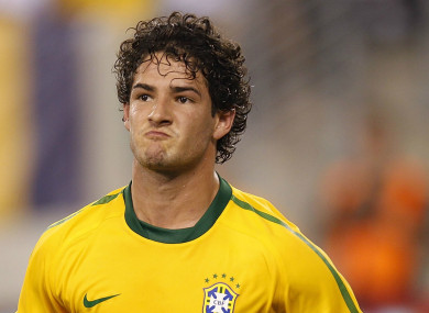 Alexandre Pato playing for Brazil in 2010.