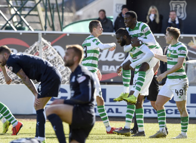 Edouard celebrates his last-gasp winner on Sunday.