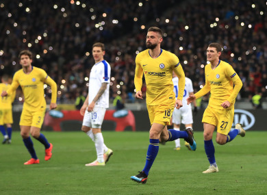 Chelsea's Olivier Giroud scored a hat trick in Ukraine.