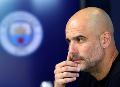 Manchester City manager Pep Guardiola during the press conference at the City Football Academy.