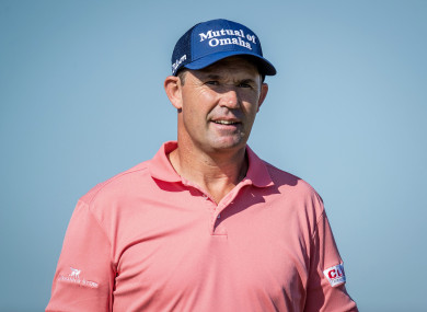 Harrington is competing in his first tournament since suffering a broken wrist.