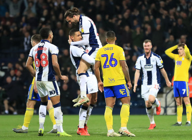 Jake Livermore celebrates scoring West Brom's third goal.