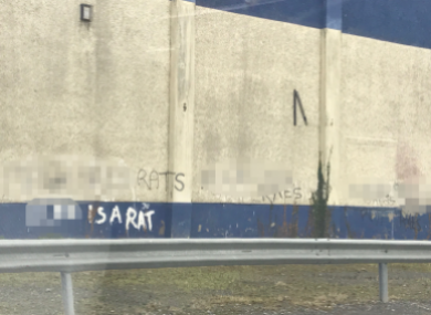 Graffiti at the entrance to the Moneymore estate.