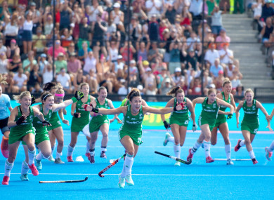 Ireland players celebrate in London last summer.
