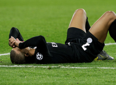 PSG's Kylian Mbappe pictured in the aftermath of their recent defeat to Manchester United in the Champions League.