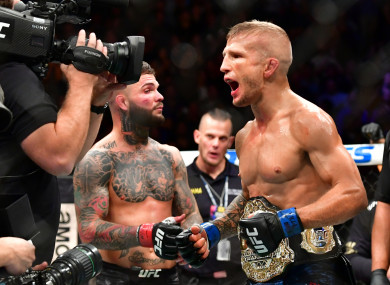TJ Dillashaw pictured after beating Cody Garbrandt in November 2017.