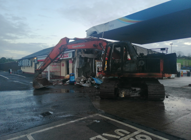 File photo of a digger next to a filling stations in Fermanagh where an ATM was stolen last month.