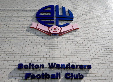 Bolton Wanderers' crest, on the wall of the University of Bolton Stadium.