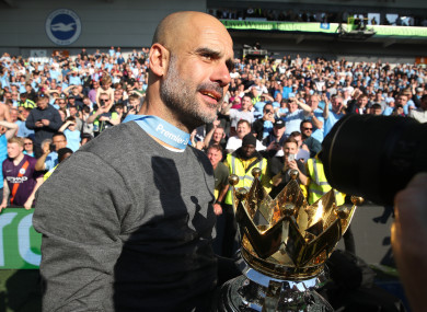 Guardiola pictured after Sunday's win against Brighton at the AMEX.