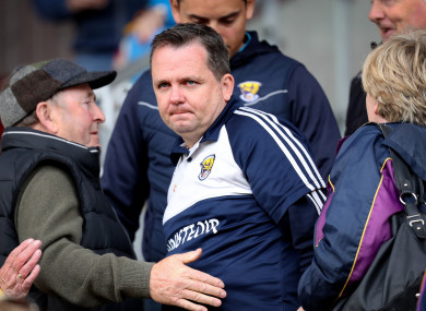Davy Fitzgerald in the stand after being sent off.
