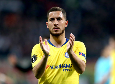 Eden Hazard started on the bench for the first leg of his side's Europa League semi-final.
