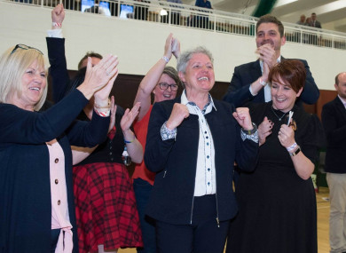 Alison Bennington reacting to the news that she has been elected to Antrim and Newtownabbey Borough Council.
