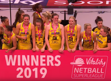 Manchester Thunder players celebrate at the Copper Box.
