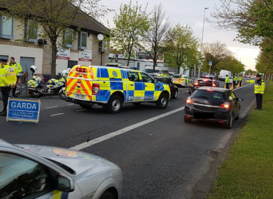 A garda checkpoint in Dublin last night.