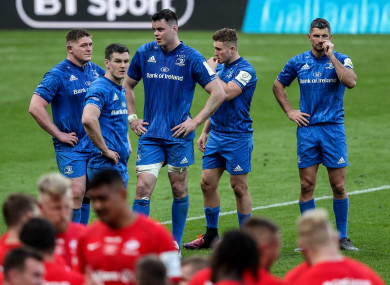 The Leinster team dejected at full-time.