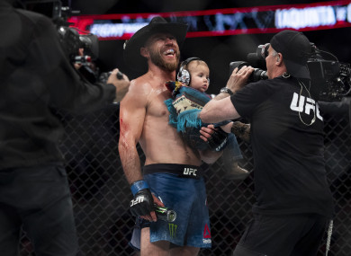 Cerrone with his son post-fight.