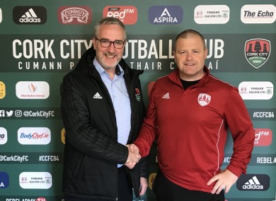 Frank Kelleher (left) and Cork City interim boss, John Cotter.