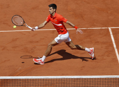 Djokovic in action today.