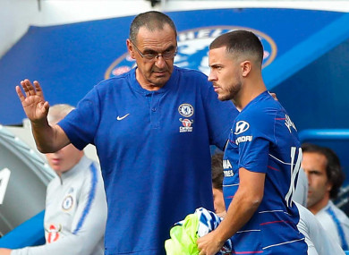 Maurizio Sarri pictured above with Eden Hazard.