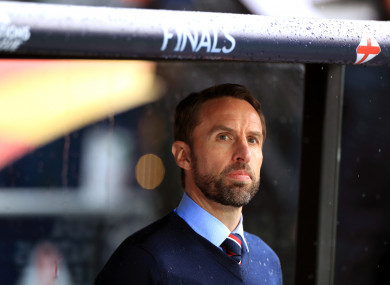 Gareth Southgate pictured during tonight's match.