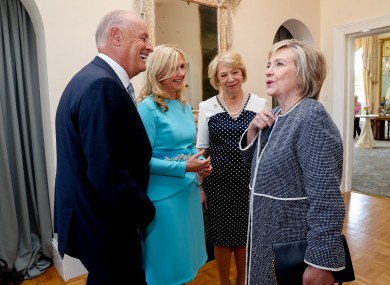 Hillary Clinton meeting with Sabina Higgins and Barretstown chairperson Maurice Pratt and CEO Dee Ahearn.
