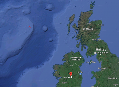 Rockall island marked in red