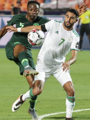 Mahrez on the ball for Algeria.