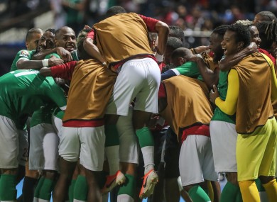 Madagascar players celebrate.