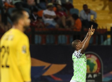 Nigeria's Odion Ighalo celebrates scoring.