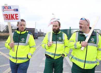 Ambulance personnel out on strike earlier this year.