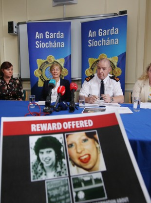 Pictured are (l to r) daughter Lisa Smith, Detective Inspector Sorcha Fitzpatrick, District Superintendent Padraic Powell, and daughter Rachel Smith in Bray Garda Station today.