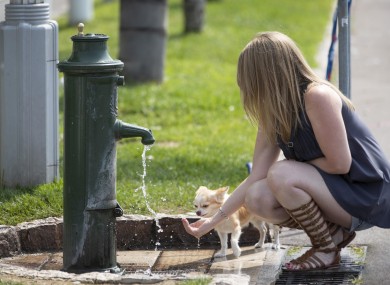A woman and her dog cool down in Nice, southern France, as the temperatures soar.