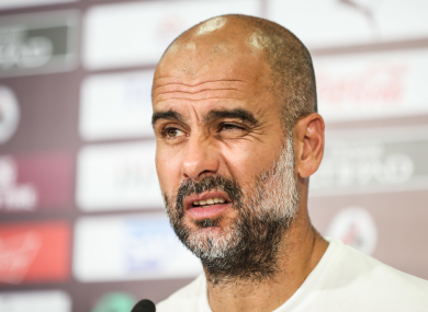 Guardiola speaks to press after defeat to Wolves.