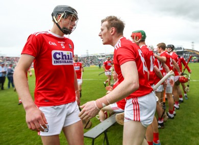 Cork's Robert Downey and Damien Cahalane ahead of the senior Championship meeting with Limerick in May.