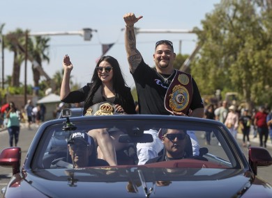Andy Ruiz Jr and his wife, Julie, celebrate the Mexican-American's upset of Anthony Joshua in their hometown of Imperial, California.