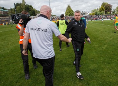 Donegal manager Declan Rochford and coach Stephen Rochford.