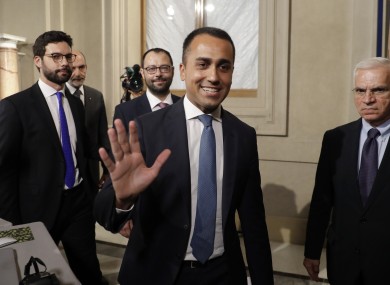 Leader of Five-Star Movement, Luigi Di Maio, leaves after meeting with Italian President Sergio Mattarella at Rome's Quirinale presidential palace today.
