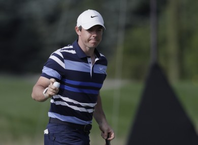 McIlroy after sinking a birdie at The Northern Trust tournament.