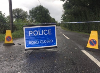 A police road block close to the scene where an explosive device was detonated at Wattle Bridge in Co Fermanagh.