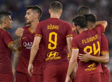Roma celebrate against Real Madrid.