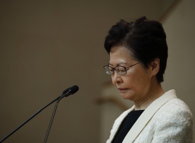 Hong Kong Chief Executive Carrie Lam reacted to the recording during a press conference today.
