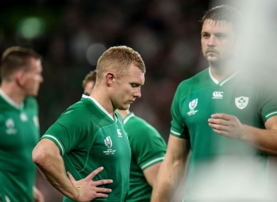 A dejected Keith Earls after Ireland's loss to Japan.