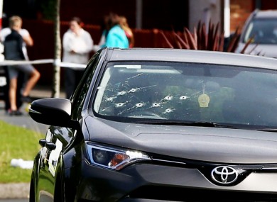 The victim's car after the shooting.