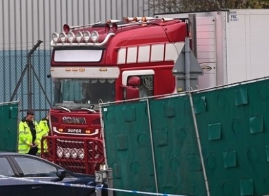 The container lorry where 39 people were found dead in Essex.